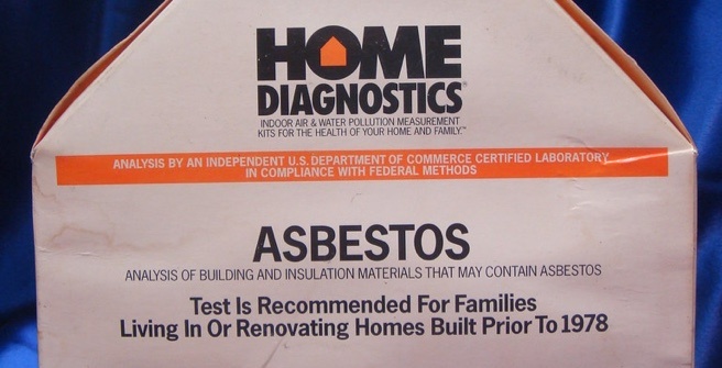 Label of a do-it-yourself asbestos testing kit by Home Diagnostics