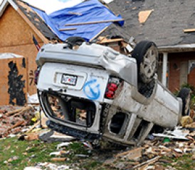 Upside down car after tornado Upside down car after tornado