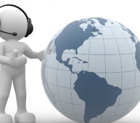 Figure wearing a headset and holding a globe Figure wearing a headset and holding a globe