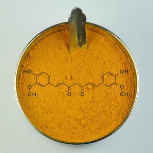 Turmeric with curcumin molecule in powder Turmeric with curcumin molecule in powder