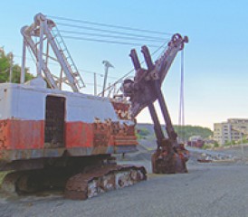 Tractor at asbestos site Tractor at asbestos site