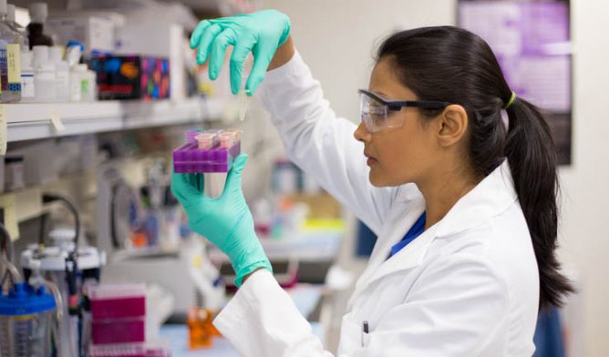Female researcher in a lab