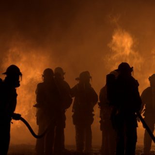 Firefighters in a training class