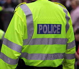 Police officer with neon yellow vest Police officer with neon yellow vest