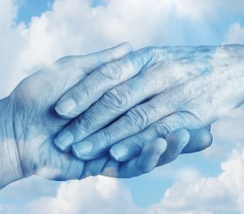 Hands holding in sky Hands holding in sky