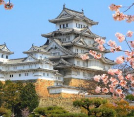 Japanese palace with cherry blossoms Japanese palace with cherry blossoms