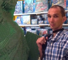 Mesothelioma Victim Jimmy E. Next to a Lego Statute of Liberty Mesothelioma Victim Jimmy E. Next to a Lego Statute of Liberty