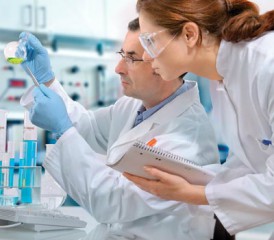 Scientists researching clinical trials
