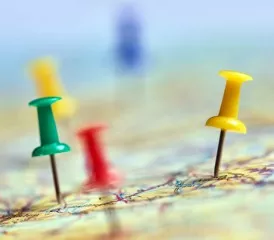 Tacks on a map Tacks on a map
