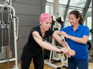 Cancer Patient Performing Low Impact Exercises