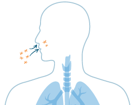Person inhaling asbestos fibers