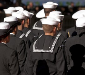 Navy Men & Women Standing at Attention Navy Men & Women Standing at Attention