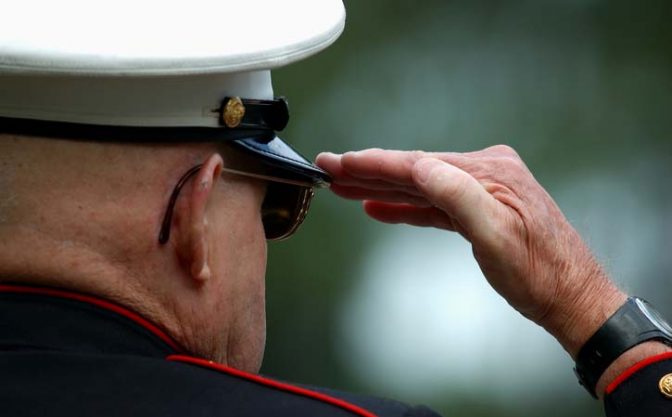 Retired Marine Saluting