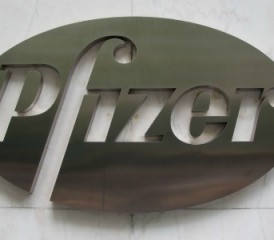 Pfizer sign on a building Pfizer sign on a building