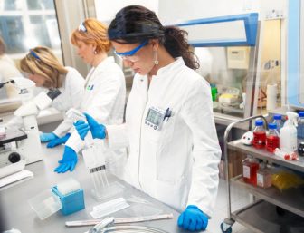 Researchers in lab