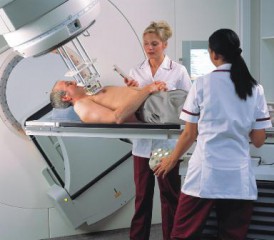 Male patient receiving radiation therapy Male patient receiving radiation therapy