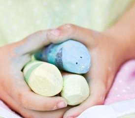 Child Holding Chalk Child Holding Chalk
