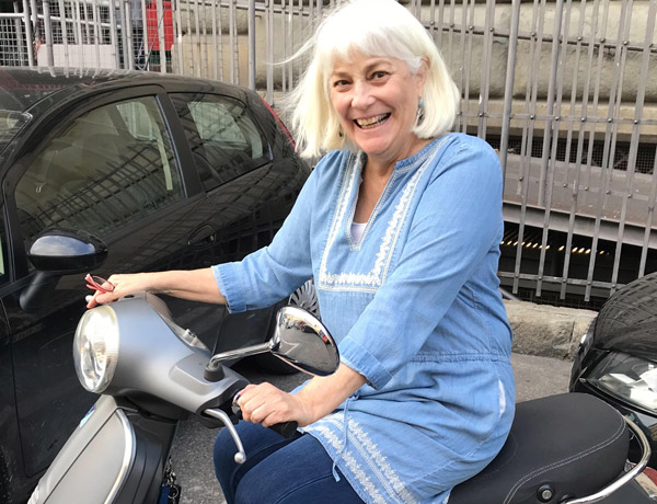 Sissy Hoffman on a scooter in Italy Sissy Hoffman on a scooter in Italy