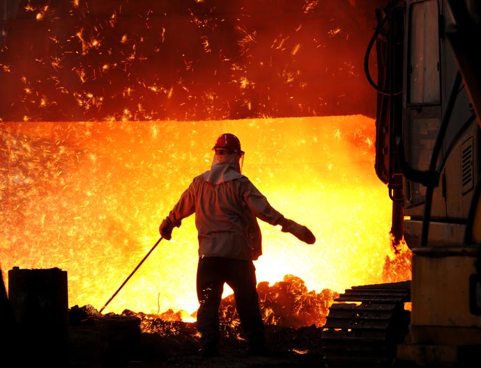 Steel worker with iron smelter Steel worker with iron smelter