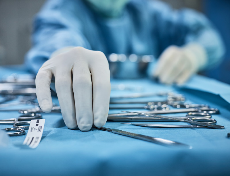 Surgical tools on tray Surgical tools on tray