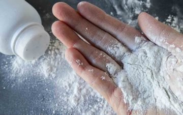 Talcum powder on hands Talcum powder on hands