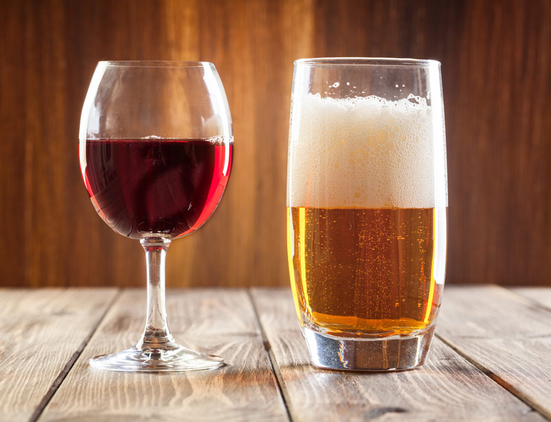 Red wine and beer Red wine and beer