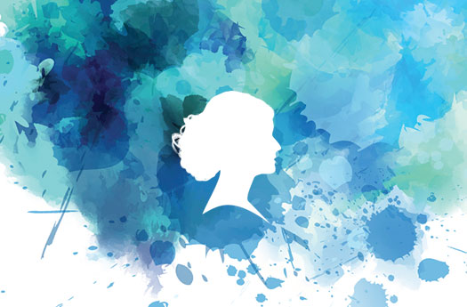 Woman silhouette over watercolor